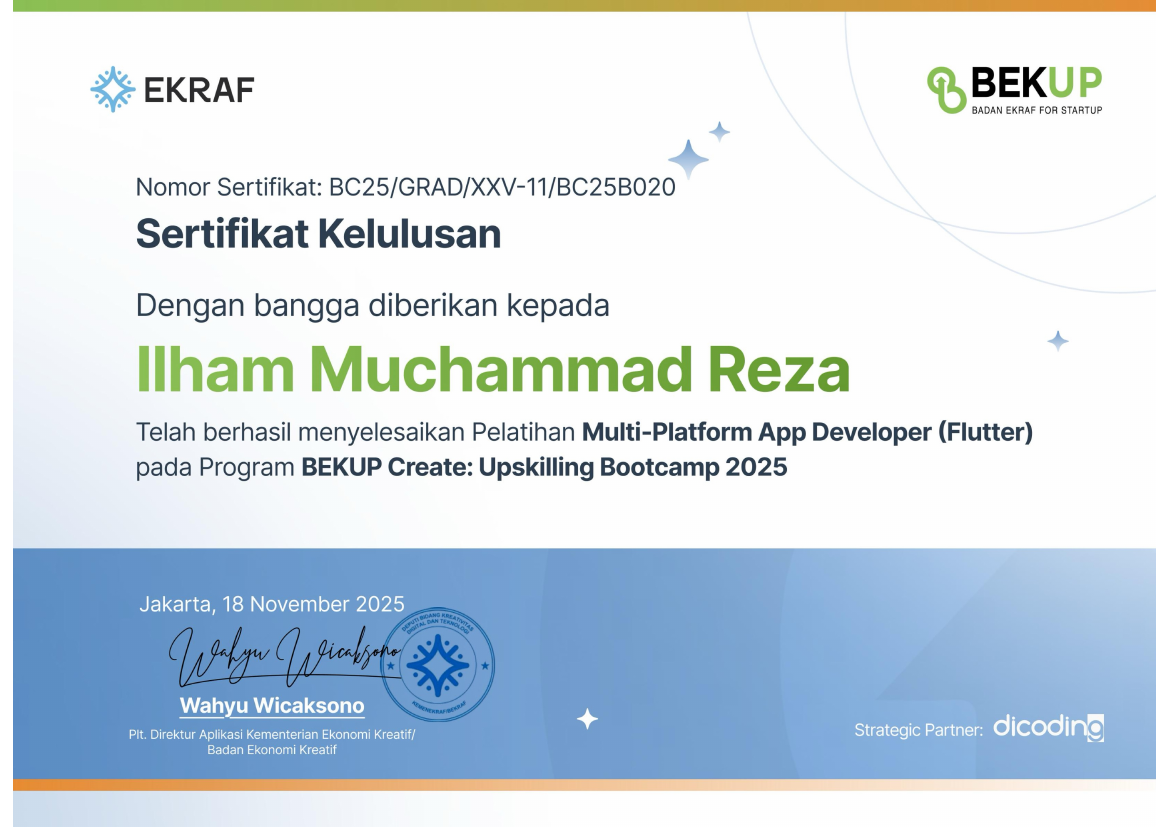 Multi-Platform App Developer (Flutter) - BEKUP Create 2025